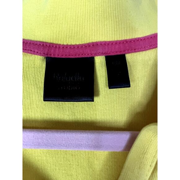 Rafaella Studio Polo Tank Top Butter Yellow Petite Medium Hot Pink taping Ribbed - Picture 4 of 9
